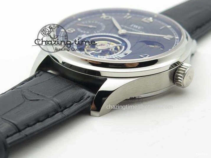 MIROTIME 0419 Portuguese Tourbillon Power Reserve Moonphase SS Black Dial On Black Leather Strap TechFriendly 7321